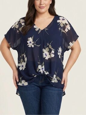 Grandmacore Beacon Apparel Vintage Inspired Floral Front Tuck Blouse XL